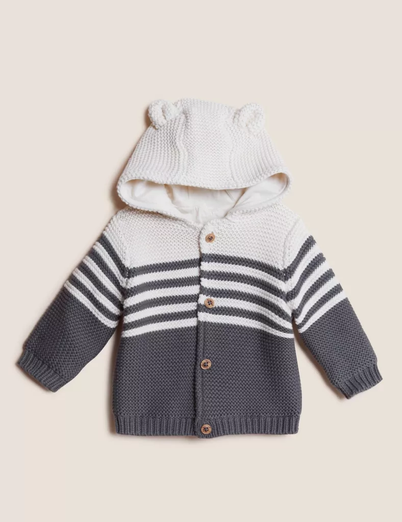 Marks and Spencer Baby Cardigans Striped Chunky Knit