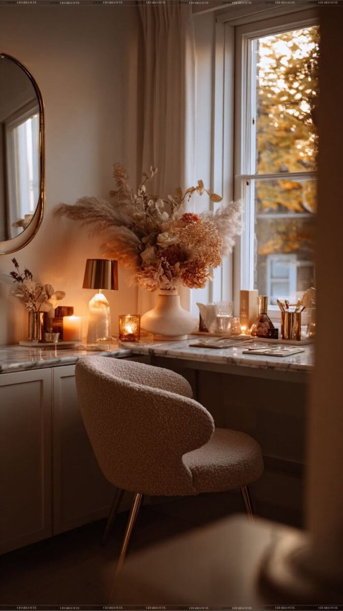 Gorgeous autumn apartment desk space.