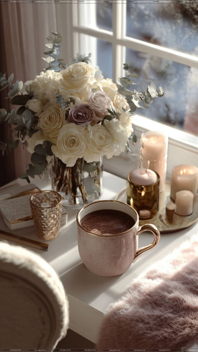 Organise a Small Apartment with a cosy hot chocolate on the desk.