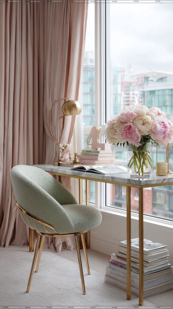 Organise a Small Apartment beautiful spring desk.