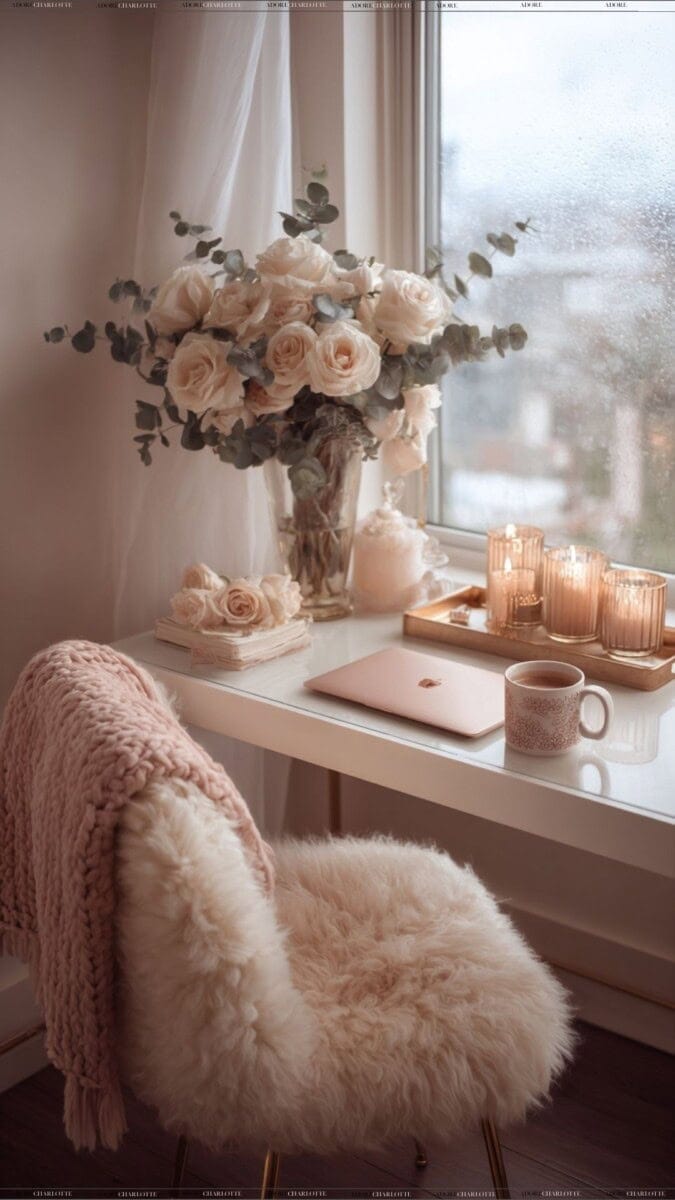 Organise a Small Apartment with a coffee and laptop on the desk.