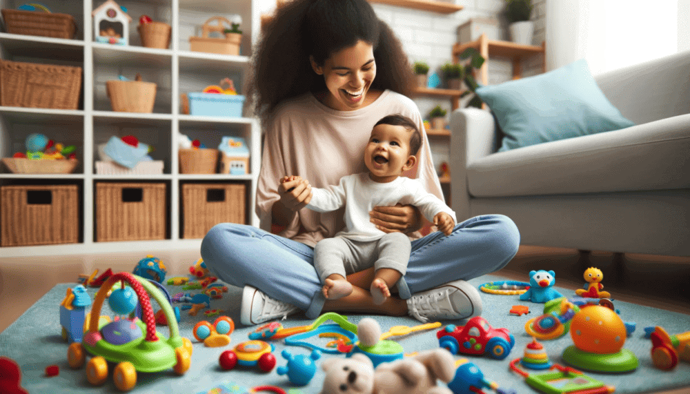 Postpartum hair loss happy mum - Mum and baby playing