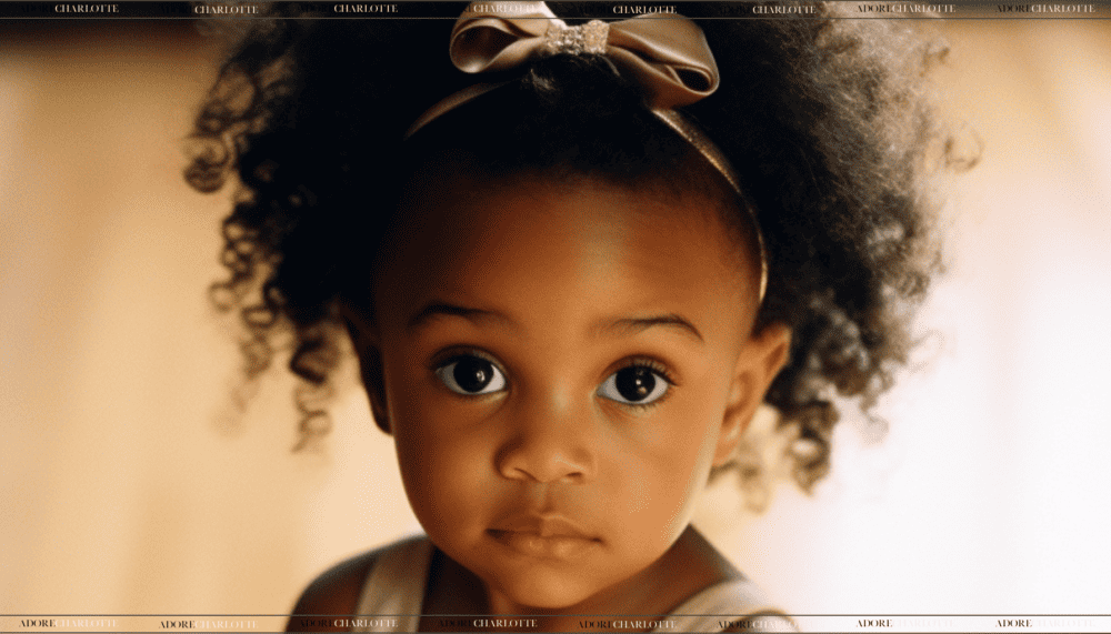 middle names for charlotte - beautiful black baby girl, brown eyes, curly hair and a hair bow