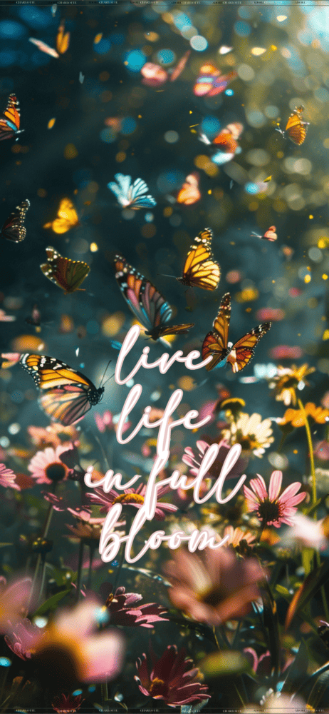 An iPhone Mockup with Garden Bliss Theme iPhone wallpapers Live Life quote.