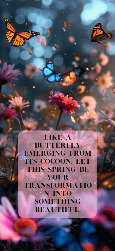 An iPhone Mockup with Garden Bliss Theme iPhone wallpapers Butterfly Quote.