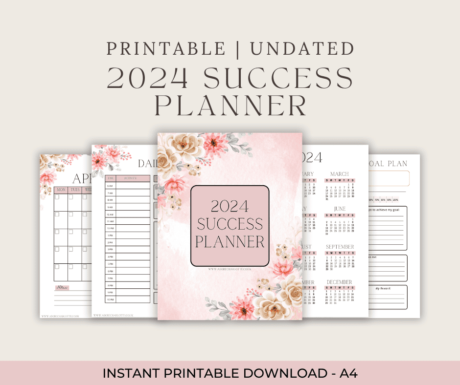 2024 Success Planner Download Image Mockup pages of my free planner.