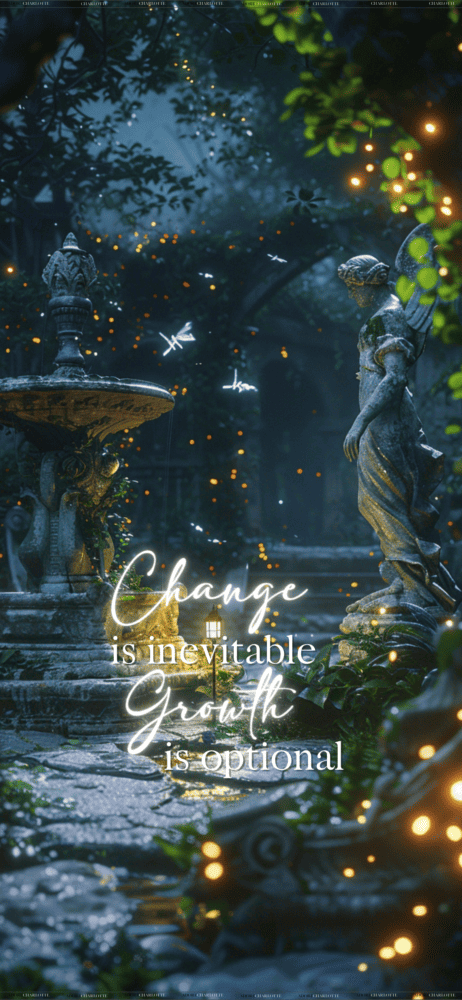 An iPhone Mockup with Enchanted Spring Nights Theme iPhone wallpapers Growth Quote.
