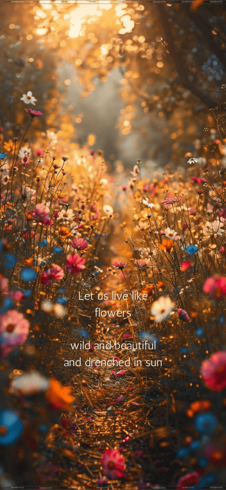 An Iphone Mockup with Wildflower Meadows at Sunset Theme iphone wallpapers quote.