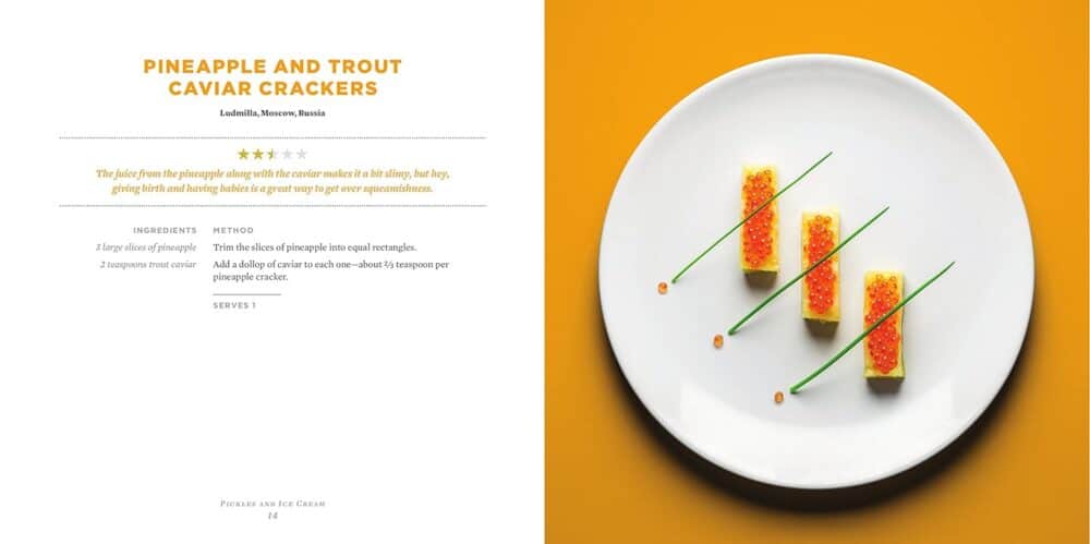 Pickles and Ice cream cookbook - Pineapple and trout caviar crackers pregnancy craving