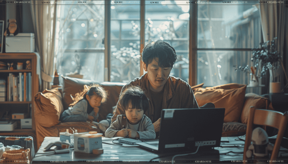 Side Hustles for Stay at Home Dads Asian Father working from home