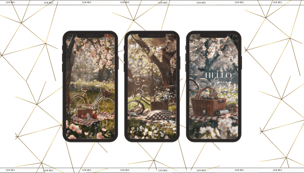 An iPhone Mockup with Vintage Spring Picnic Theme iPhone wallpapers