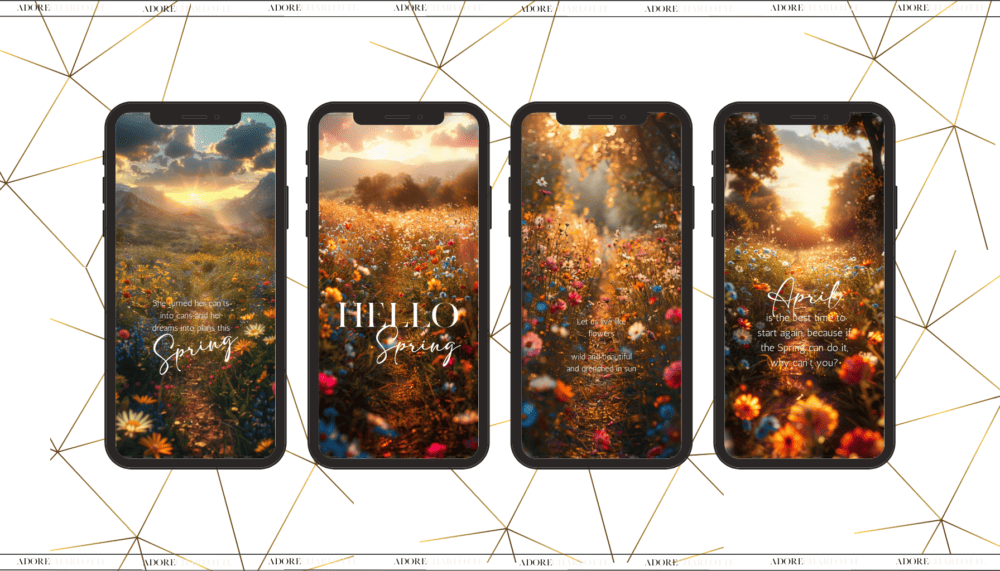 An Iphone Mockup with Wildflower Meadows at Sunset Theme iphone wallpapers