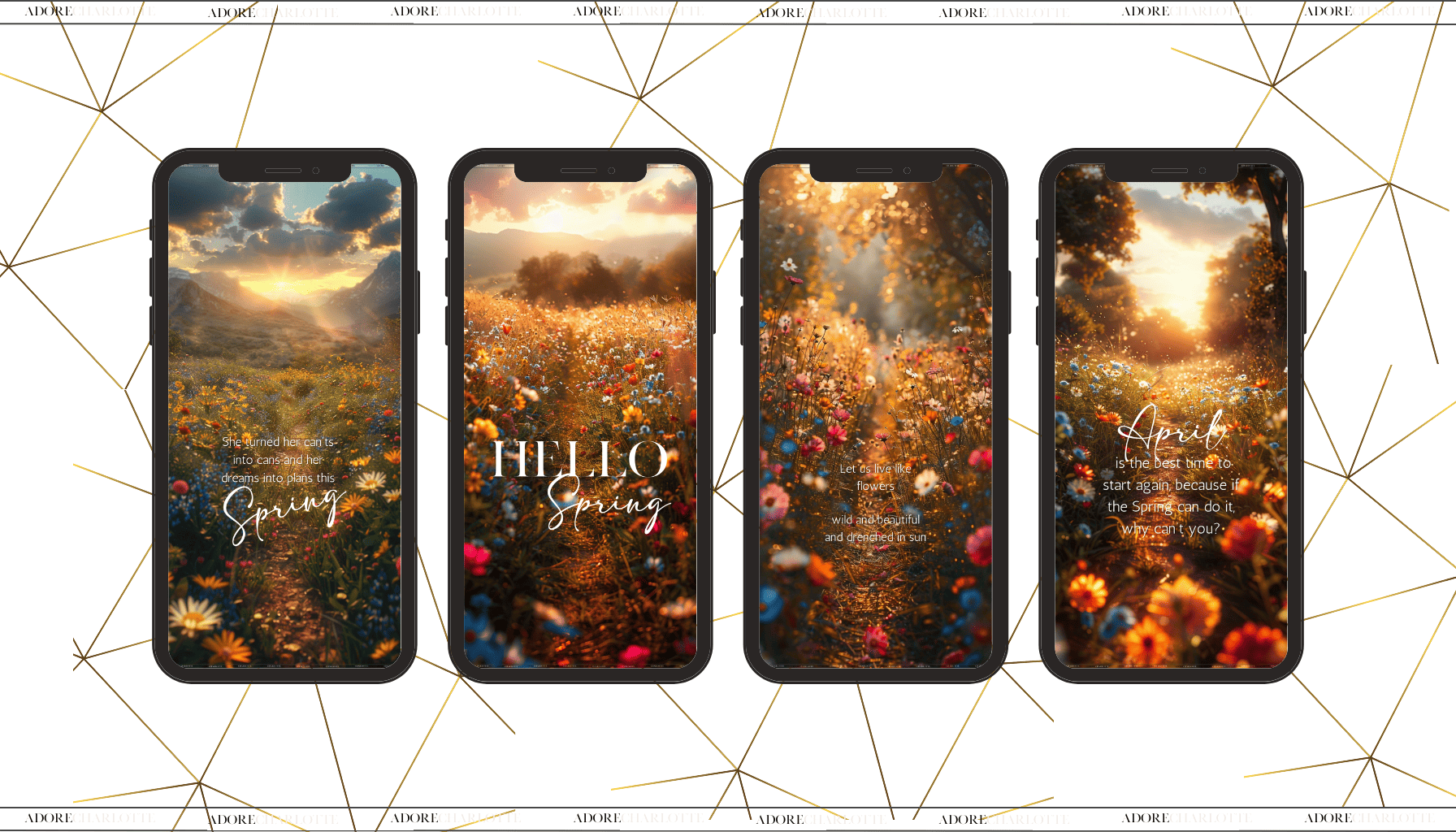 An Iphone Mockup with Wildflower Meadows at Sunset Theme iphone wallpapers
