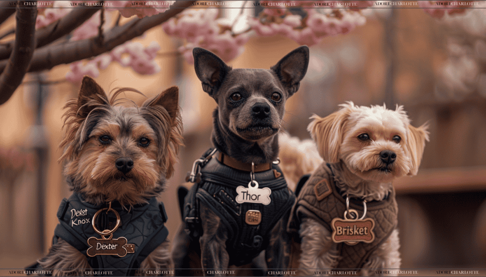 Best Boy Dog Names Ideas Guide Puppies wearing name tags