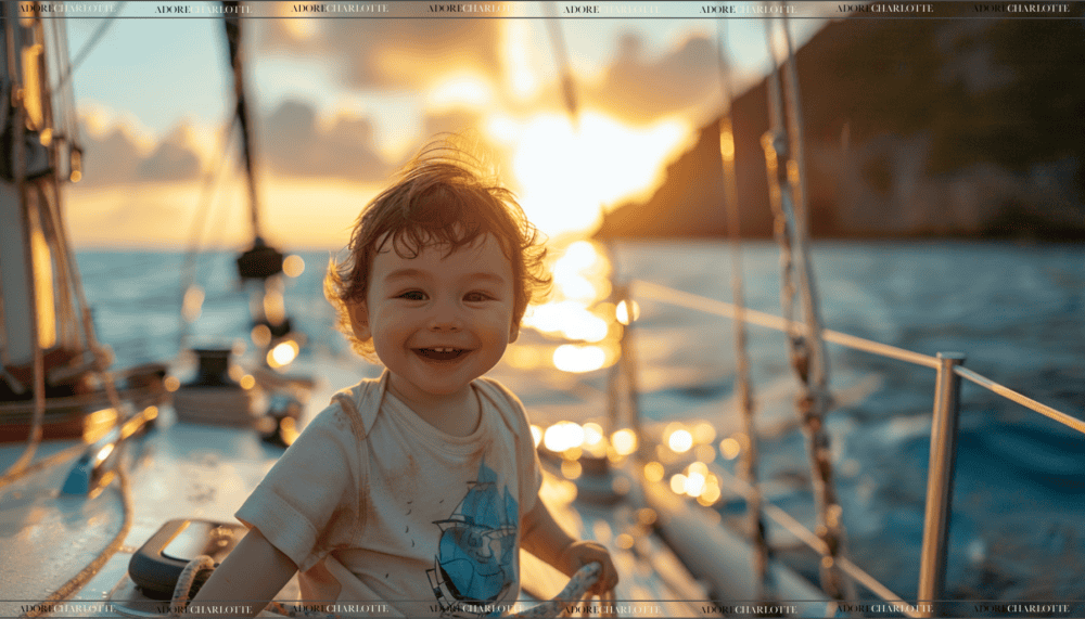 Middle Names for James gorgeous toddler on a sail boat smiling at sunset