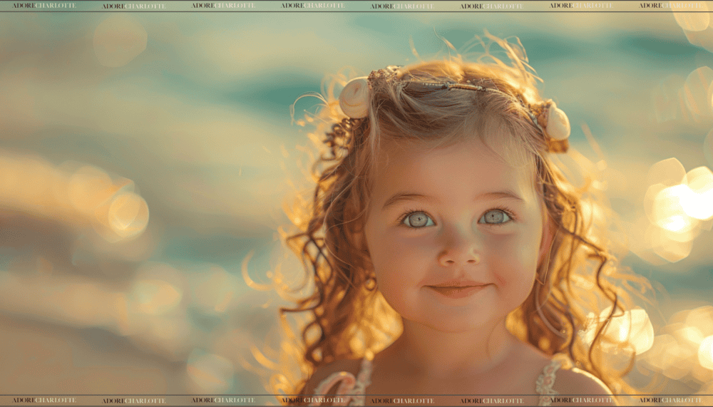 Middle Names for Ava green eyed girl on a beach at sunset