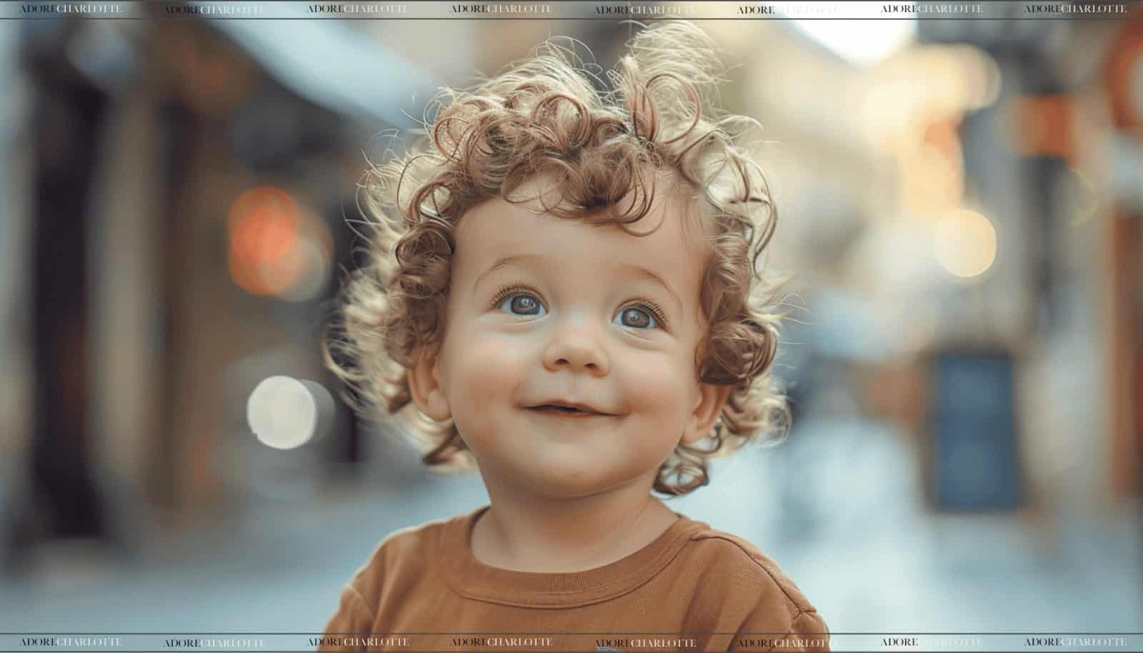 ble toddler boy with curly brown hair and brown eyes