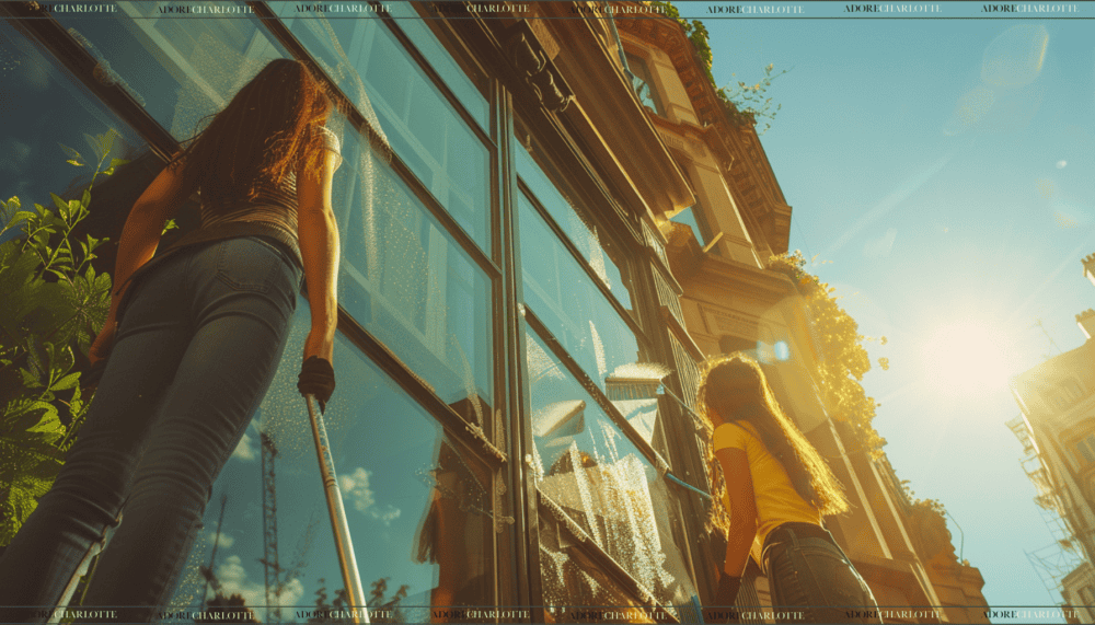 Cleaning Your Home Exterior Two women Cleaning the windows.