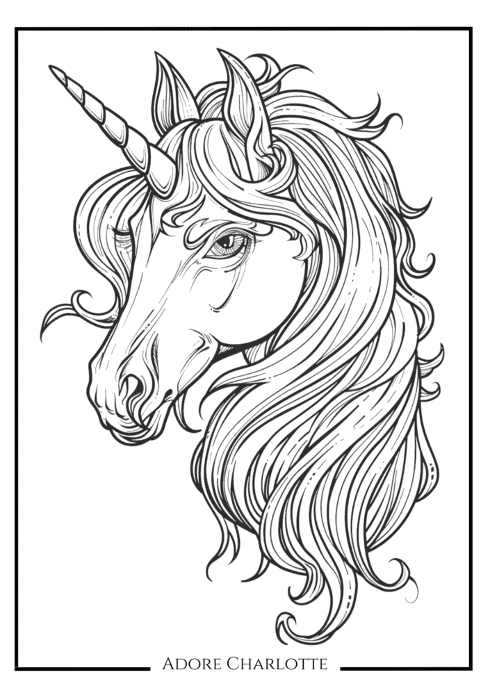 Unicorn Birthday Party Free Coloring Page.