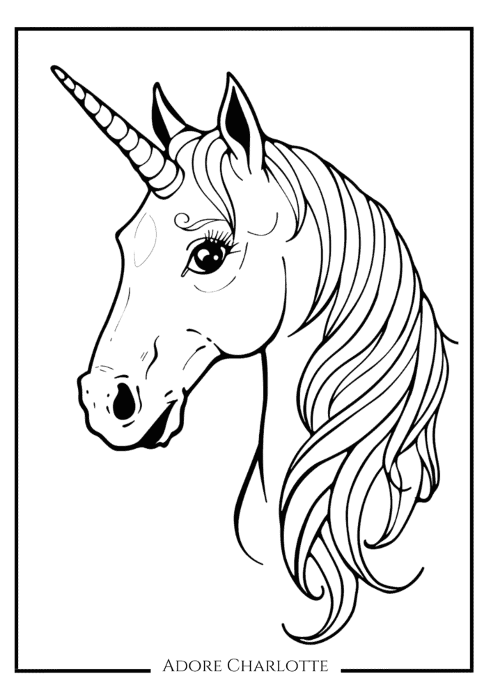 Unicorn Birthday Party Free Coloring Page.