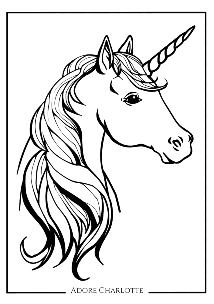 Unicorn Birthday Party Free Coloring Page.