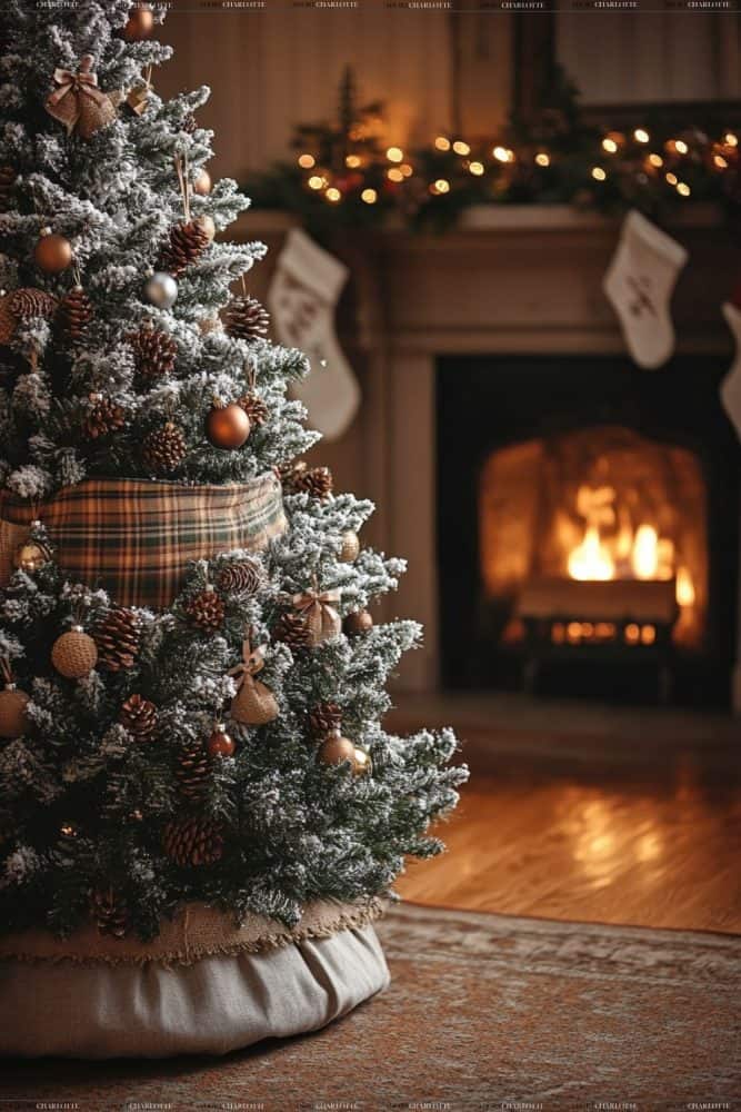 Farmhouse Theme Flocked Fir Christmas Tree