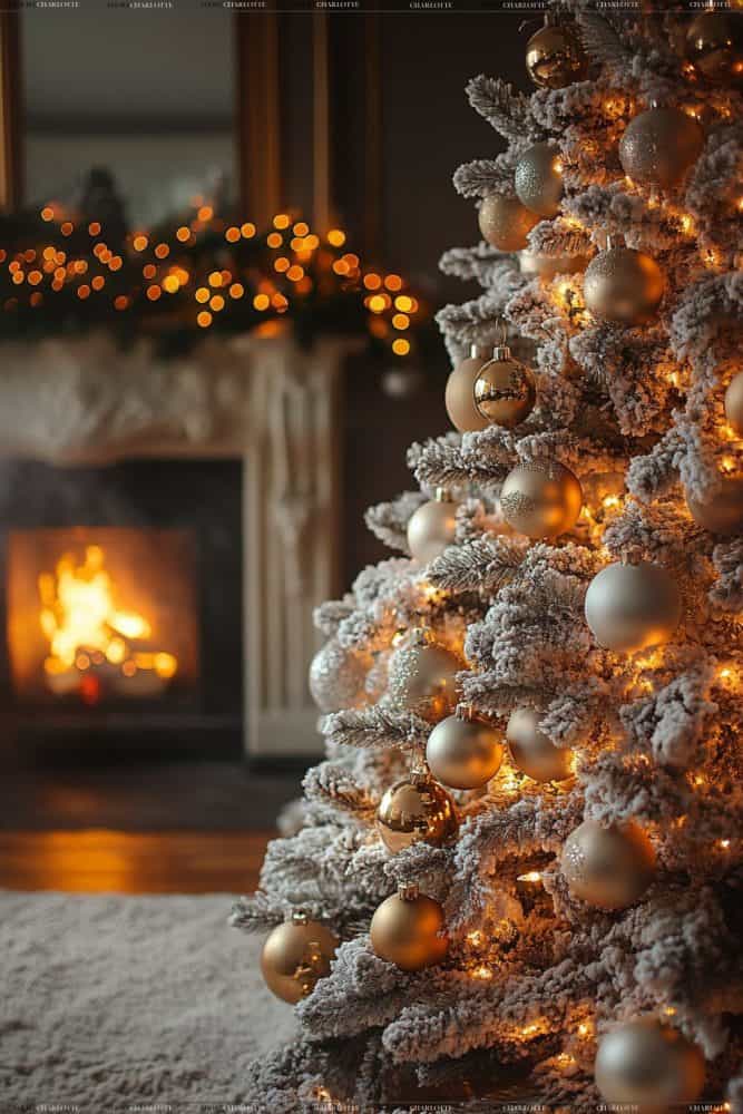 Metallic AccentsTheme Flocked Christmas Tree Decoration