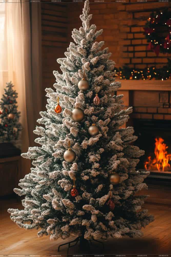 Minimal and Elegant Theme Flocked Fir Christmas Tree