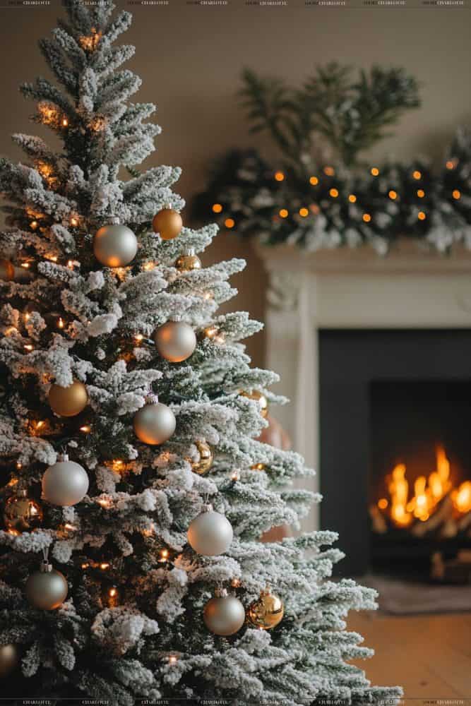 Minimal and Elegant Theme Flocked Fir Christmas Tree