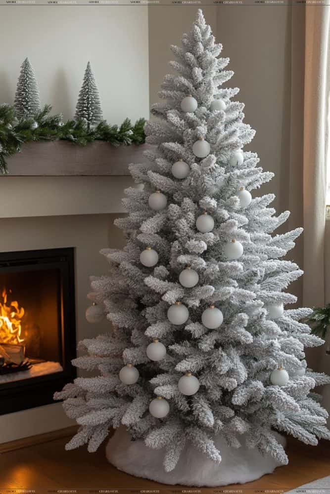 Modern Minimalist Flocked Fir Christmas Tree