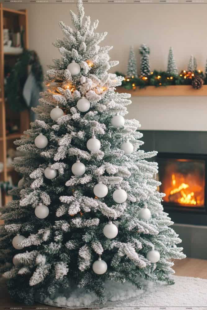 Modern Minimalist Theme Flocked Fir Christmas Tree