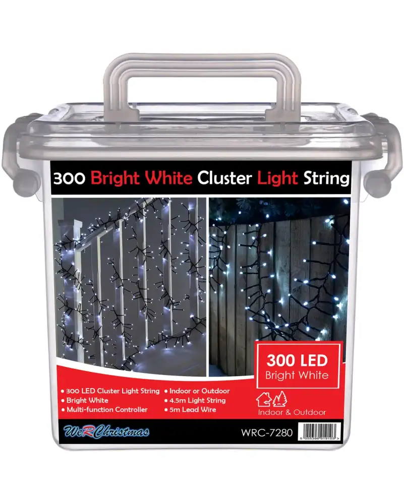 We R Christmas 180 Chasing Cluster Light String, Bright White