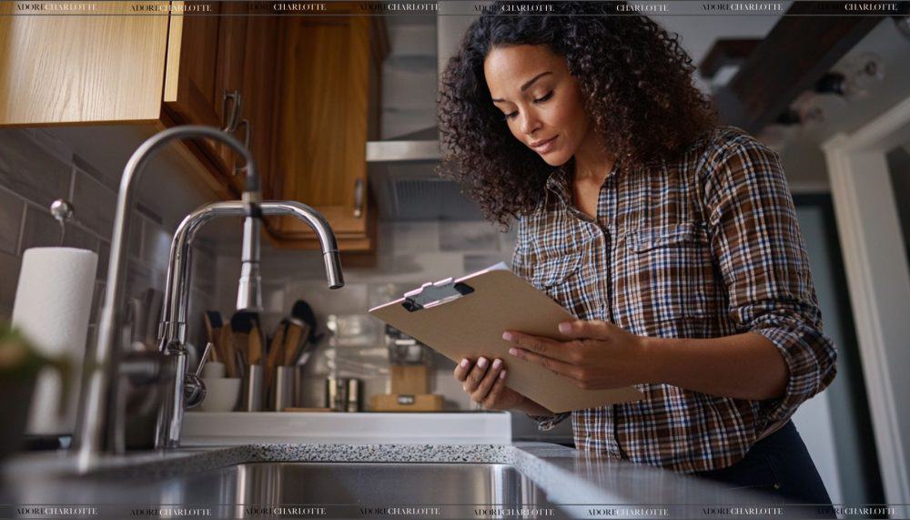 woman checking her plumbing.