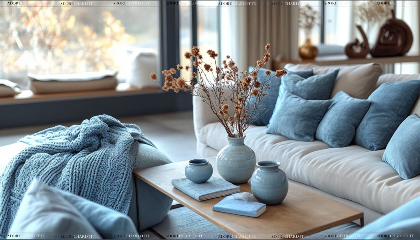 Aesthetic Faceless Videos of a blue aesthetic living