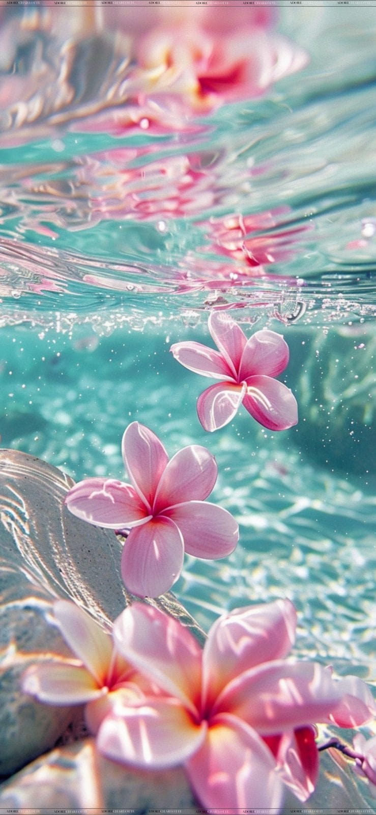 Aesthetic Flowers in Water Phone Wallpaper: 4K Tropical Dream