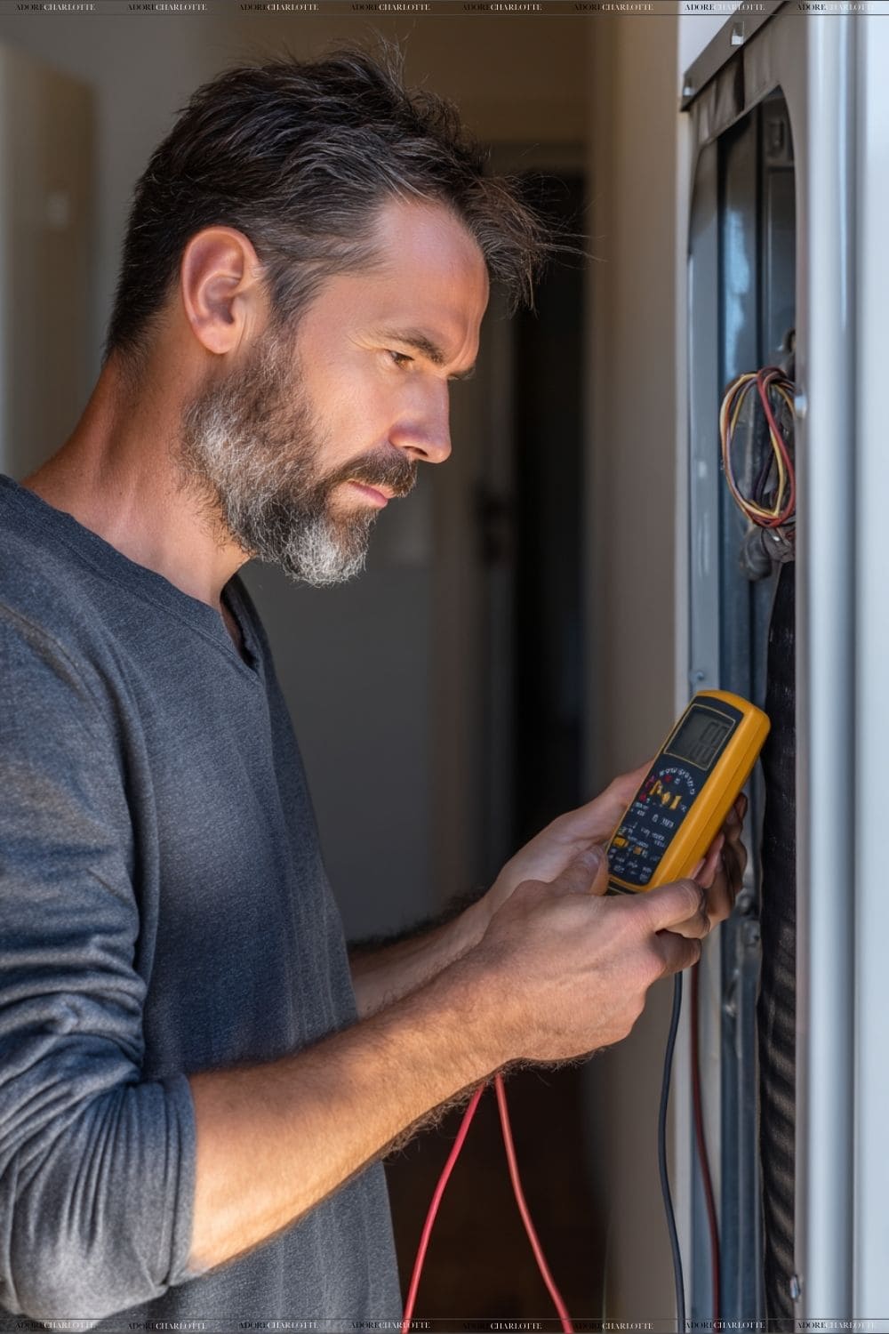 An electrician checking for faults.