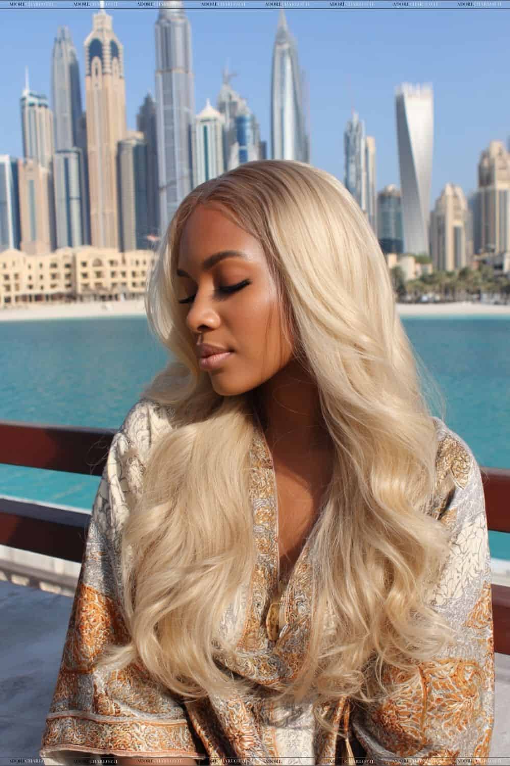 Human Hair Weave Blonde woman in Dubai
