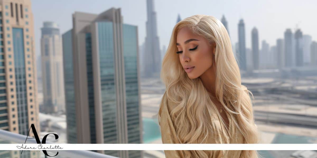 Human Hair Weave Blonde woman in Dubai