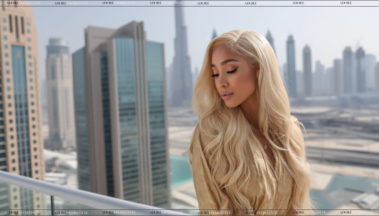 Human Hair Weave Blonde woman in Dubai Top Image.