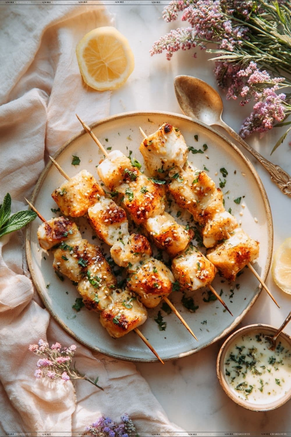 Air Fryer Lemon Sesame Chicken Skewers