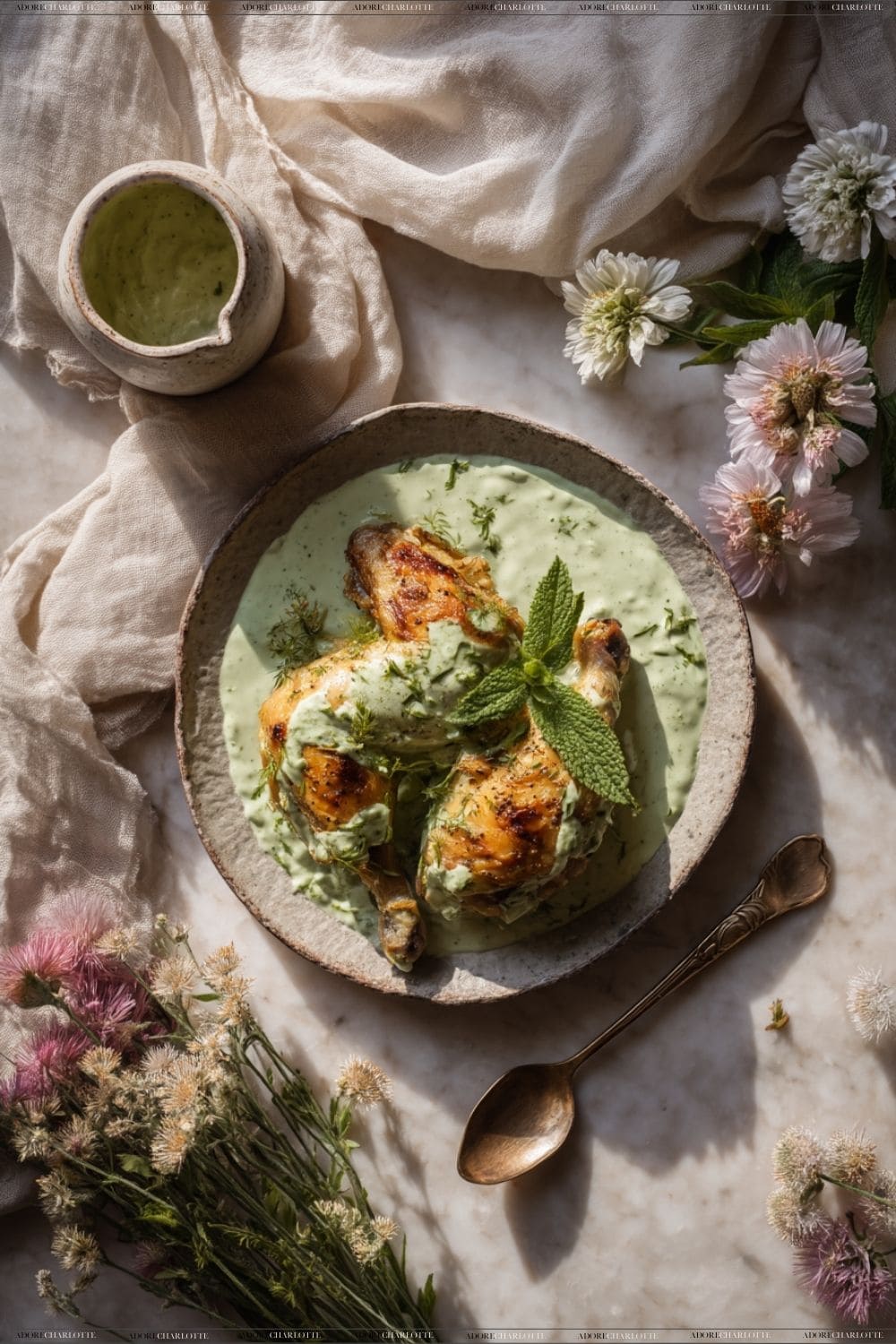 Air Fryer Peruvian Chicken with Green Sauce Meal