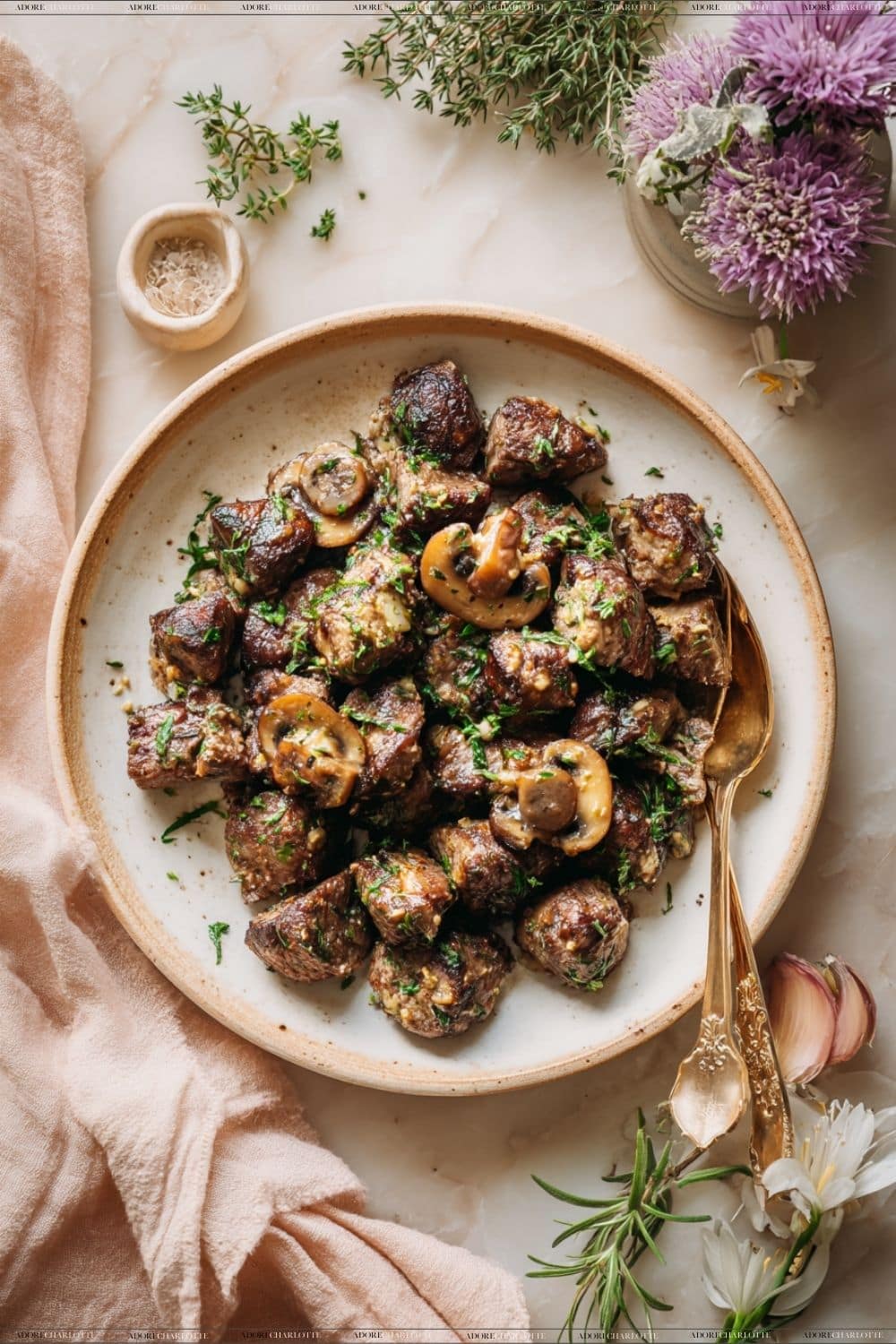 Garlic Butter Steak Bites with Mushrooms 
