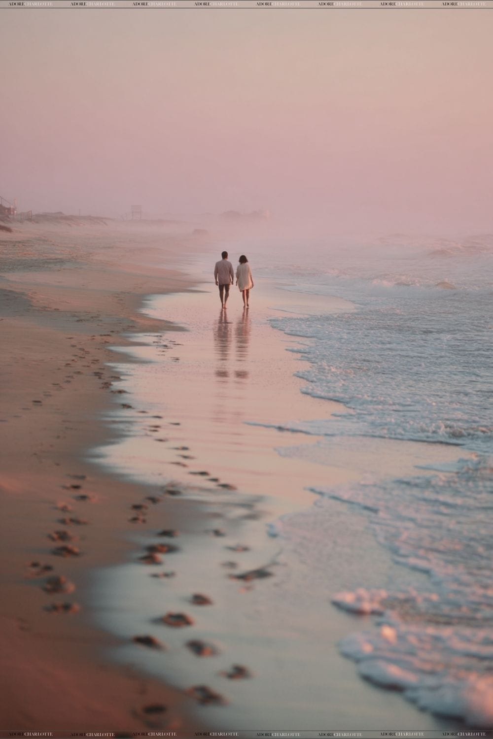 Inspirational Quotes a couple walking on the shore at dusk
