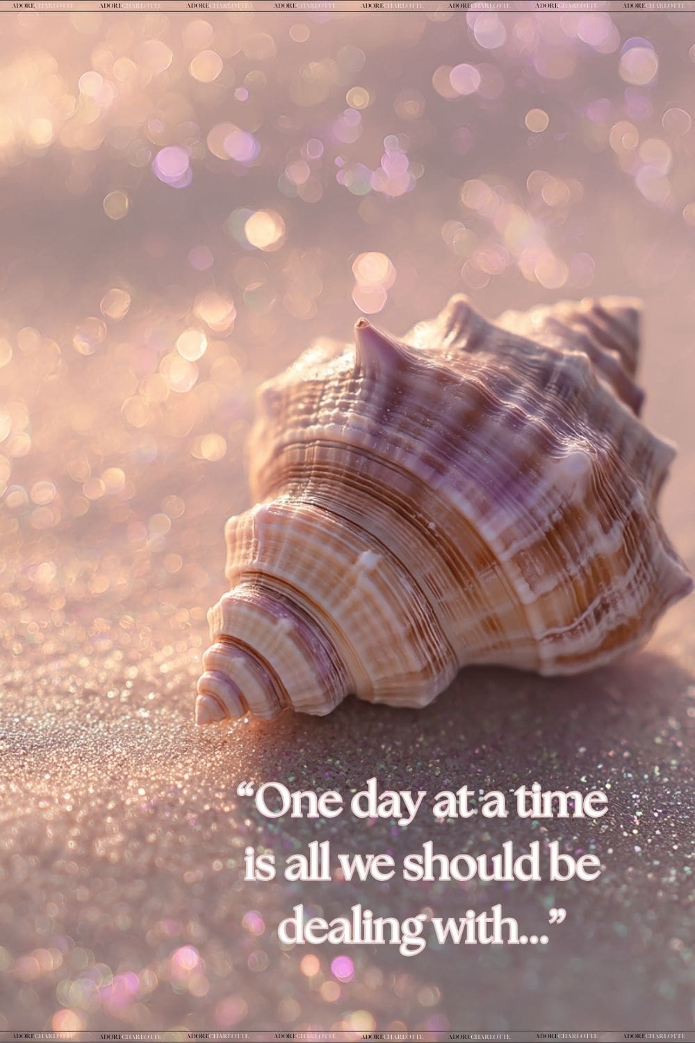 One Day at a Time Quote Sea Shell Sparkles