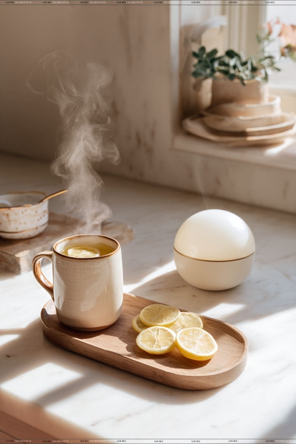 An AI Assistant Device in a kitchen