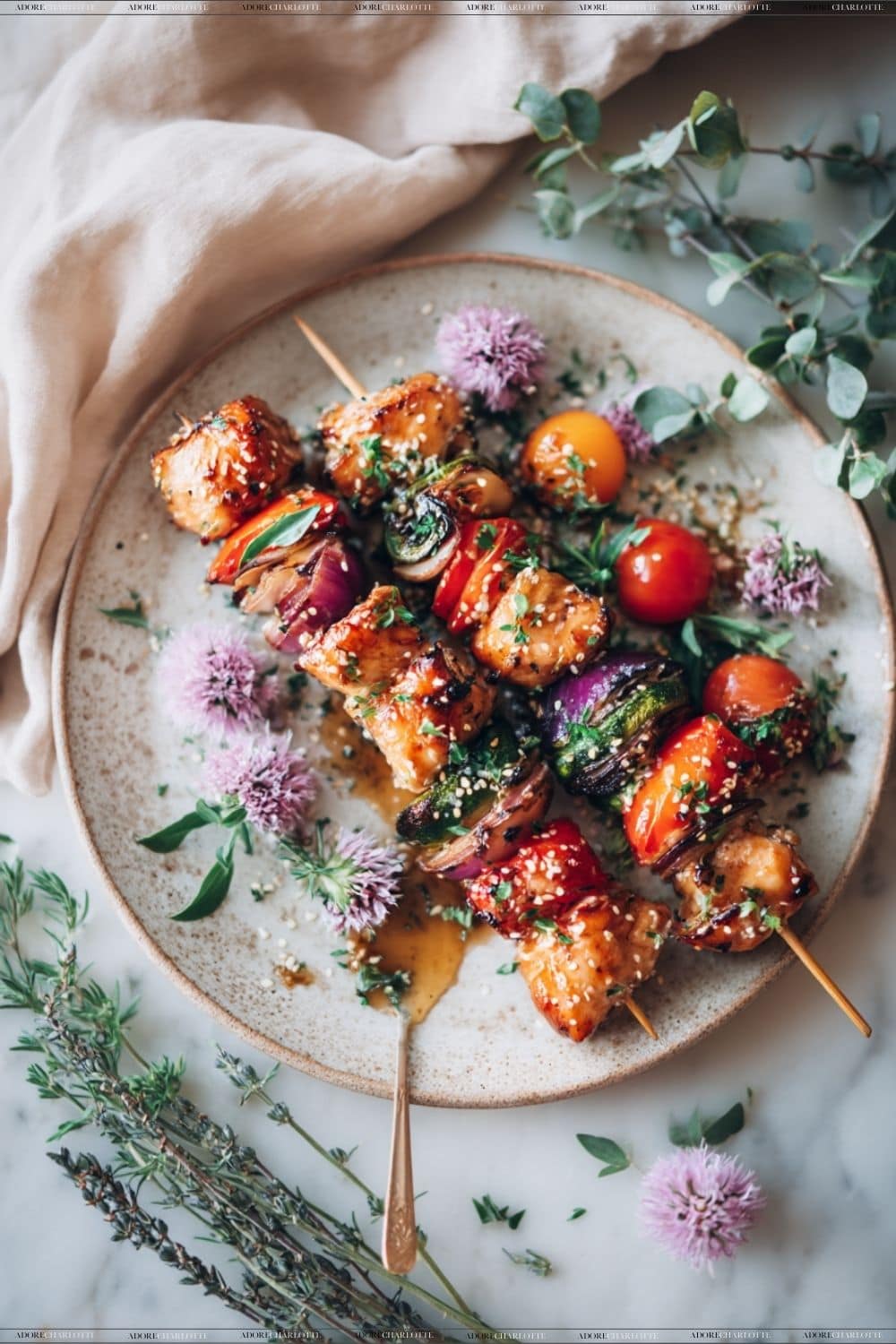 Teriyaki Chicken Skewers with Mixed Vegetables Gourmet Family Friendly Air Fryer Dinners