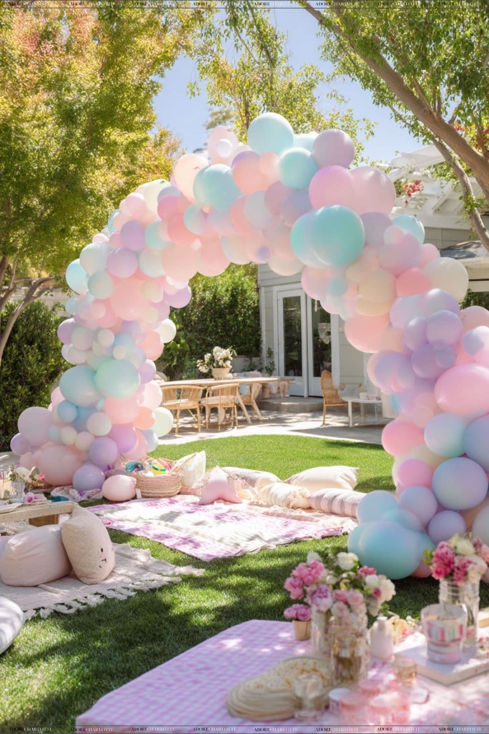 Whimsical Balloon Garlands Creative Backyard Birthday Party Decor Ideas