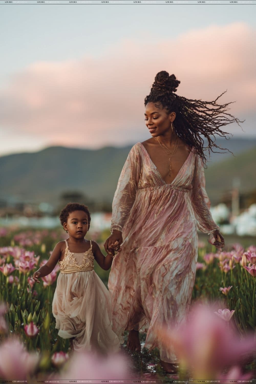 Strengthen the Bond With Your Child Mother and child walking through a field of flowers.