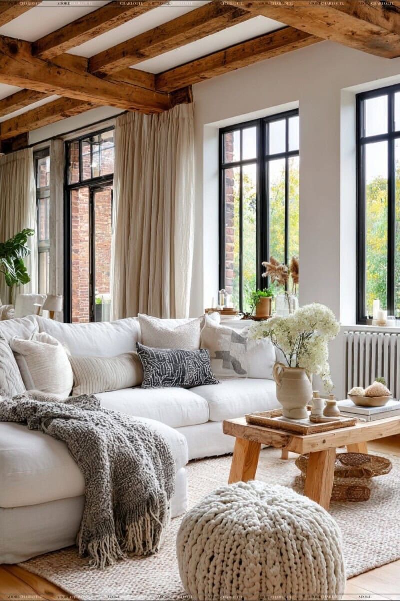 rustic livingroom with a modern touch.