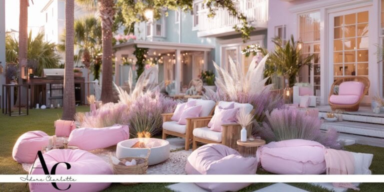 Beautiful aesthetic back garden in the sunshine